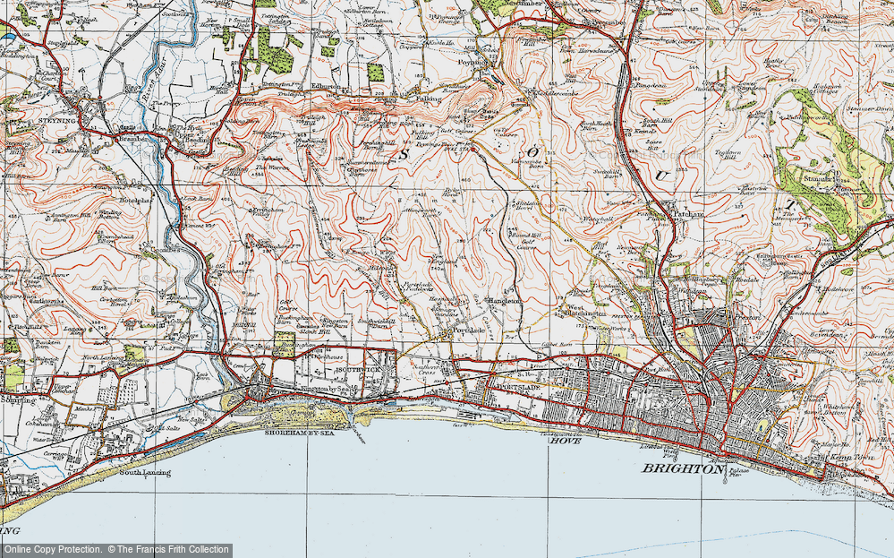 Old Map of Mile Oak, 1920 in 1920