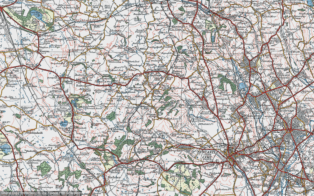 Old Map of Miles Green, 1921 in 1921