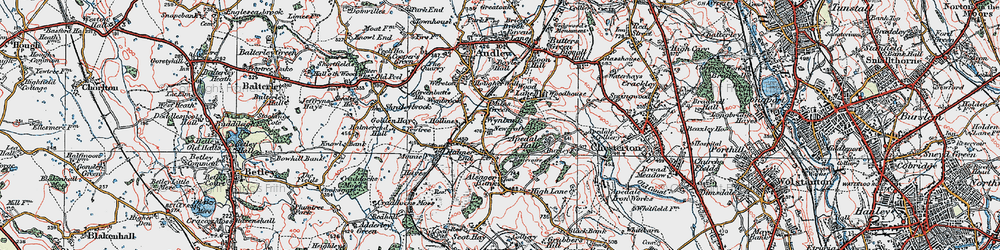 Old map of Miles Green in 1921