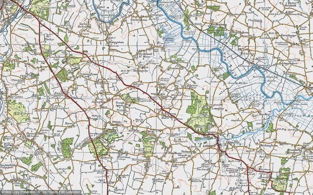 Old Map of Mill Common, 1922 in 1922