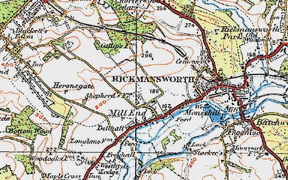 Old map of Mill End in 1920