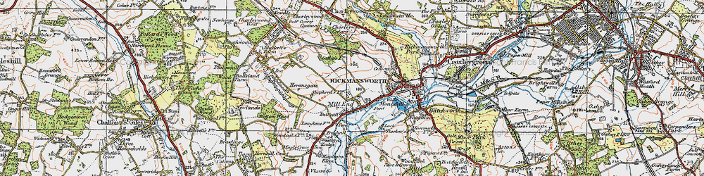 Old map of Mill End in 1920