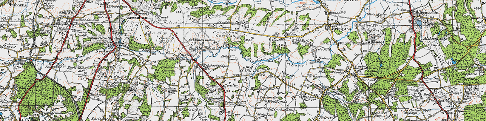 Old map of Crookham Common in 1919