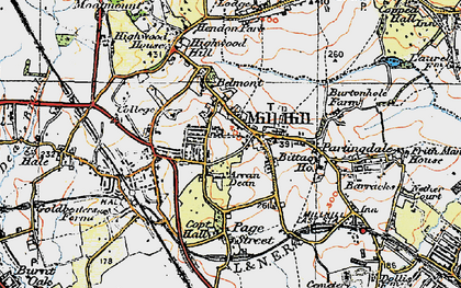 Old map of Mill Hill in 1920
