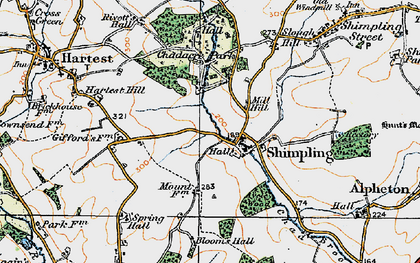 Old map of Mill Hill in 1921