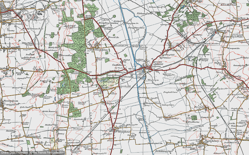 Old Map of Historic Map covering Broughton Lane Plantation in 1923