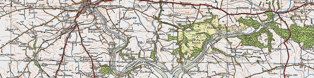 Old map of Millin Cross in 1922