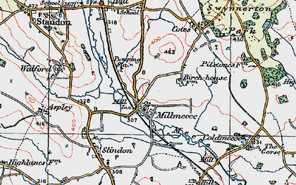 Old map of Millmeece in 1921