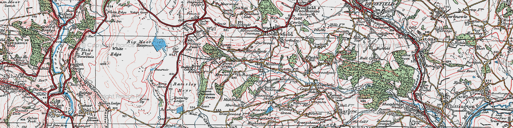 Old map of Barlow Woodseats in 1923