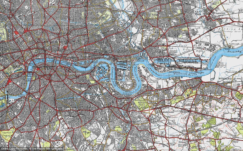 Old Map of Millwall, 1920 in 1920
