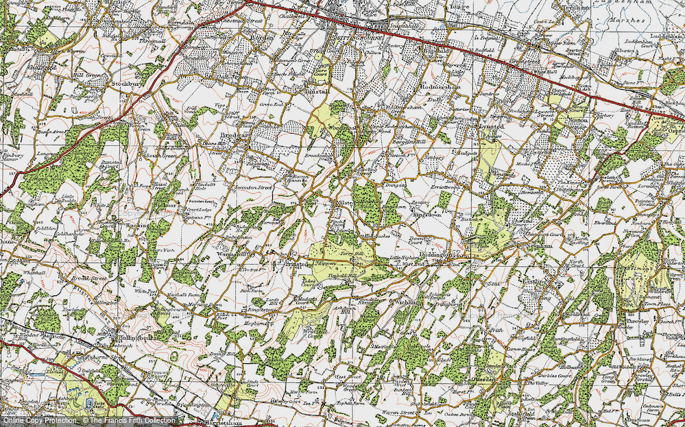 Old Map of Milstead, 1921 in 1921