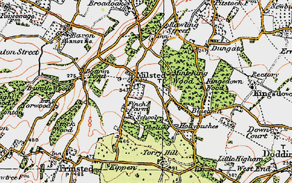 Old map of Milstead in 1921