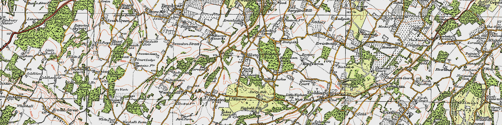 Old map of Milstead in 1921