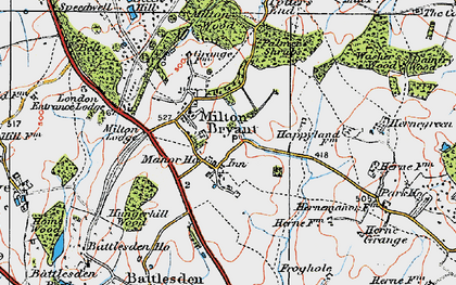 Old map of Milton Bryan in 1919