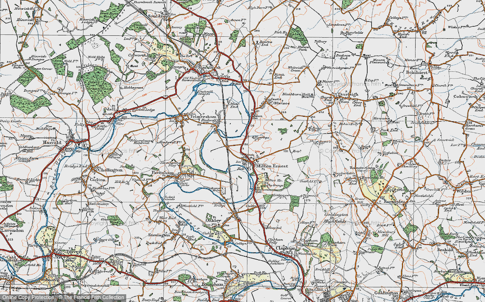 Old Map of Milton Ernest, 1919 in 1919