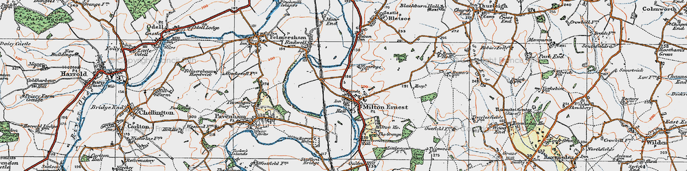Old map of Milton Ernest in 1919