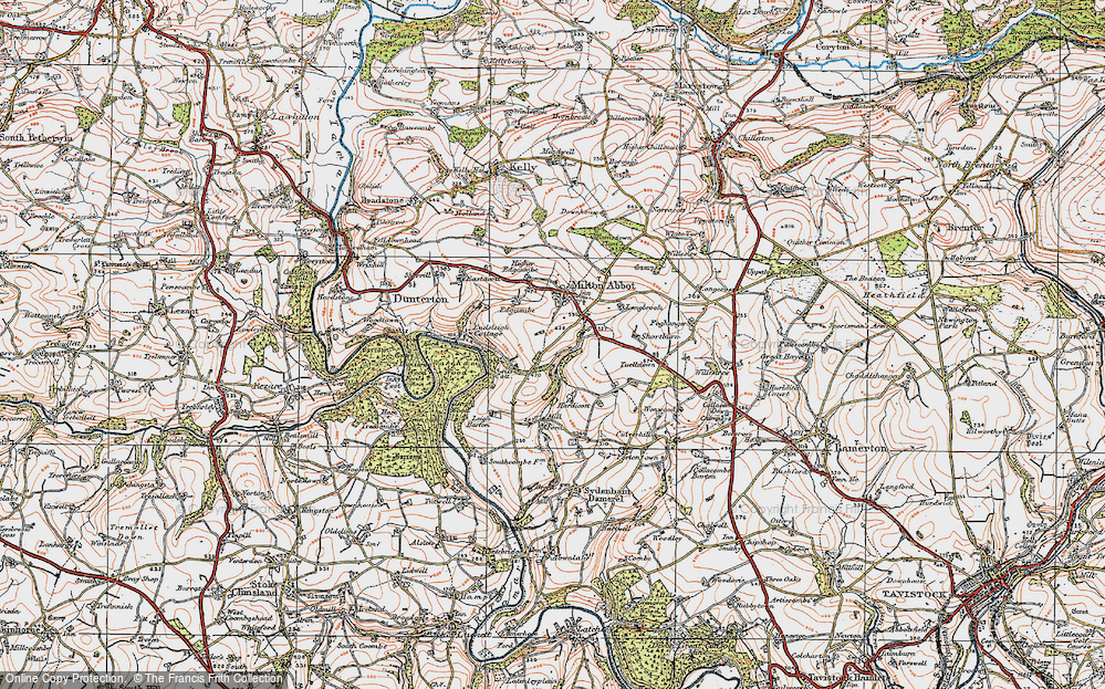 Old Map of Historic Map covering Endsleigh in 1919