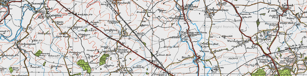 Old map of Milton Keynes in 1919