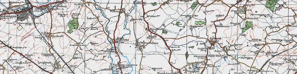 Old map of Milton Keynes Village in 1919