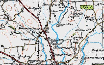 Old map of Milton on Stour in 1919