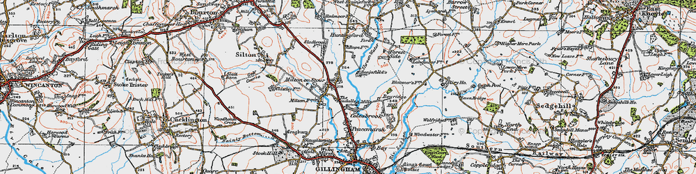 Old map of Milton on Stour in 1919