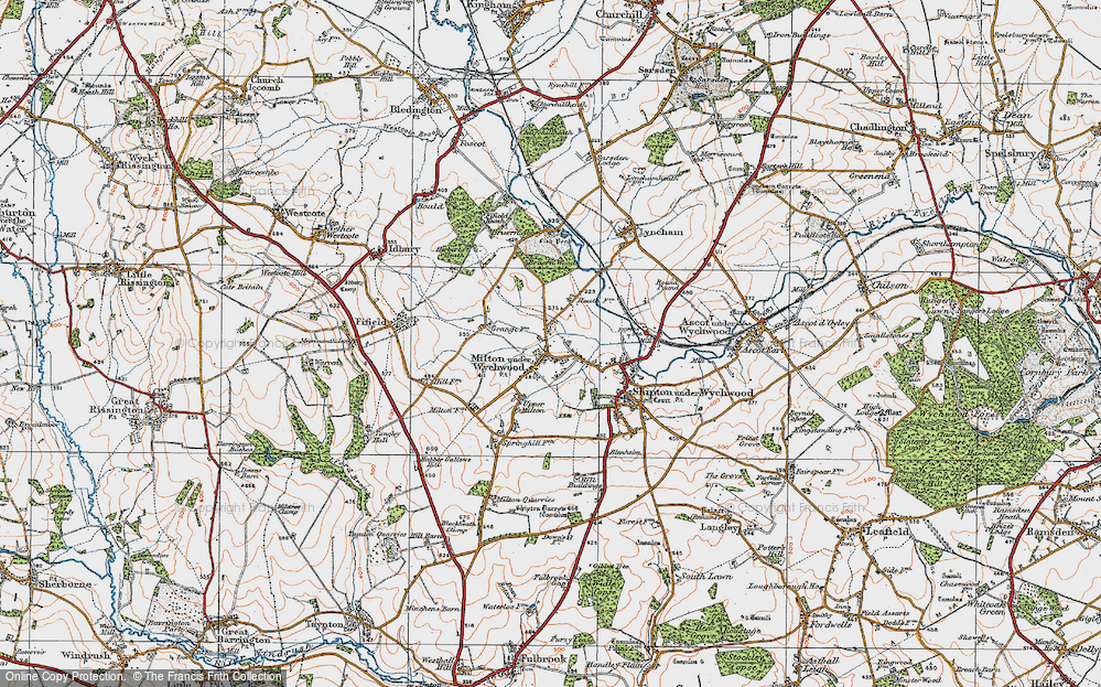 Old Map of Milton under Wychwood, 1919 in 1919