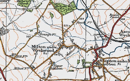Old map of Milton under Wychwood in 1919