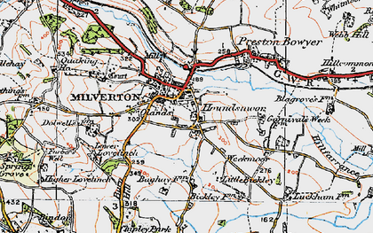 Old map of Milverton in 1919