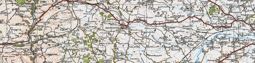 Old map of Milverton in 1919