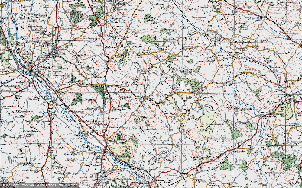 Old Map of Milwich, 1921 in 1921