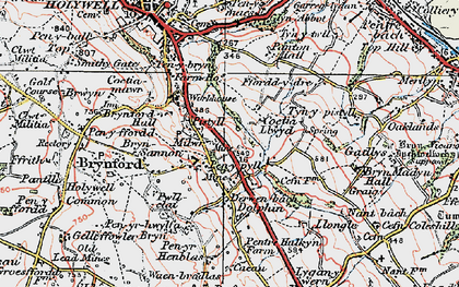 Old map of Milwr in 1924