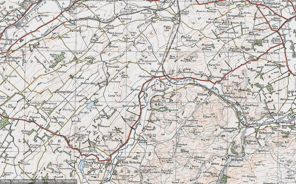 Old Map of Historic Map covering Bowmont Hill in 1926