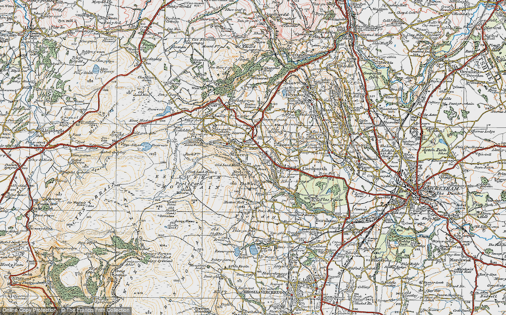 Old Map of Minera, 1921 in 1921