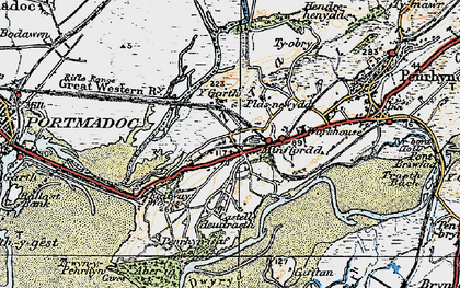 Old map of Ynys Gifftan in 1922