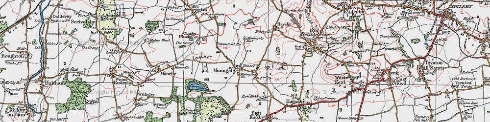 Old map of Miningsby in 1923