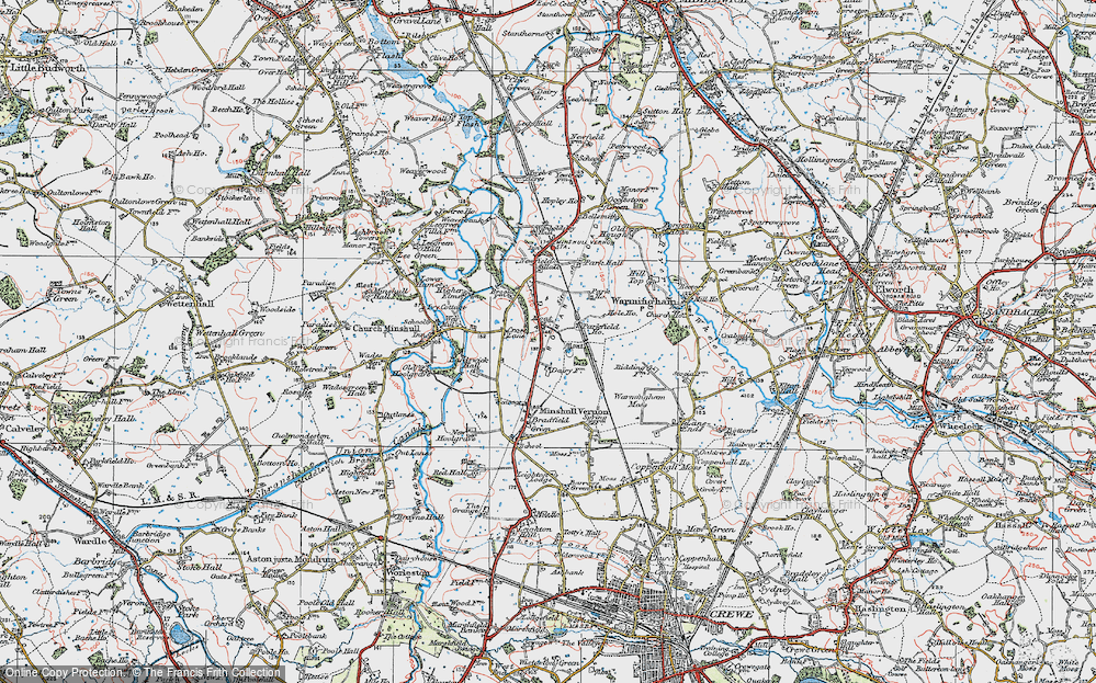 Historic Ordnance Survey Map of Minshull Vernon, 1923