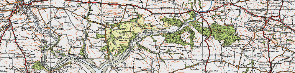 Old map of Minwear in 1922