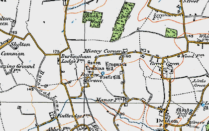 Old map of Misery Corner in 1921