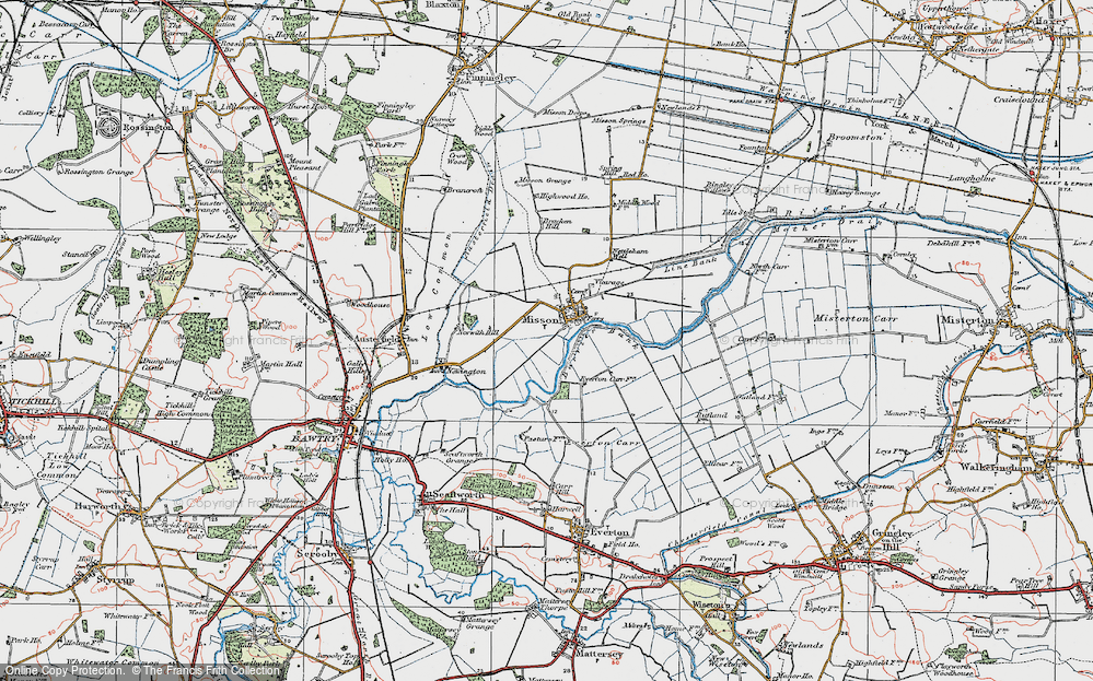 Old Map of Misson, 1923 in 1923