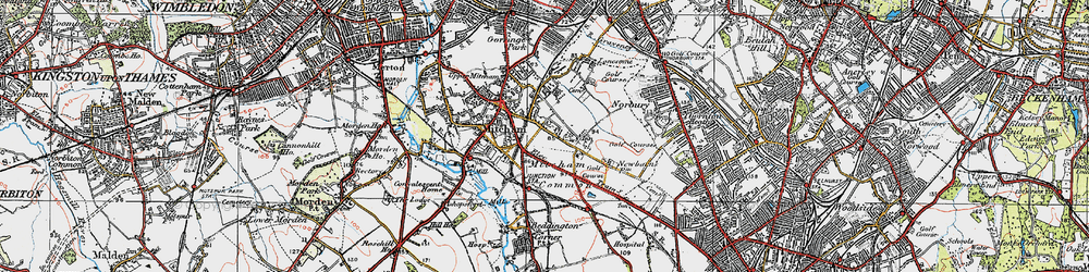 Old map of Mitcham in 1920