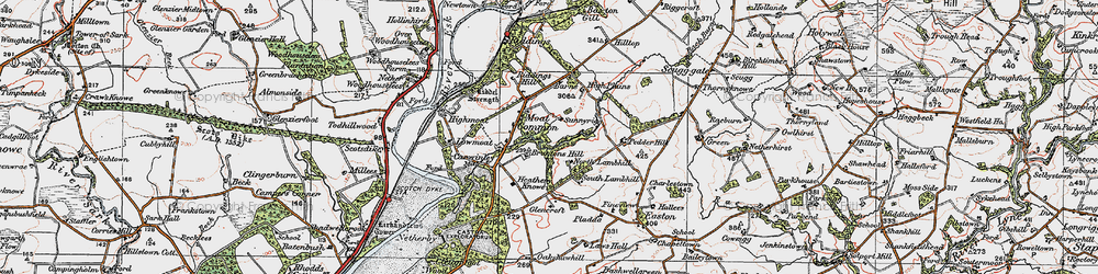 Old map of Bruntons Hill in 1925