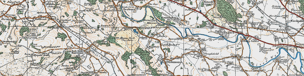 Old map of Woodbury Hill Wood in 1920