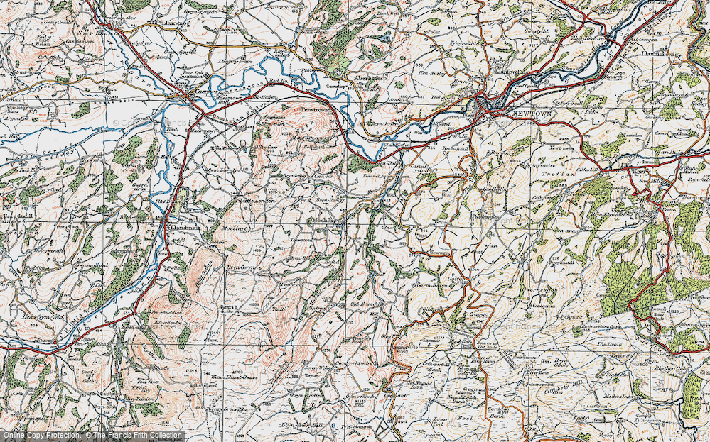 Old Map of Historic Map covering Bronllan in 1921