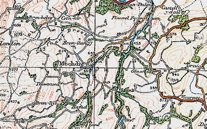 Old map of Bronllan in 1921