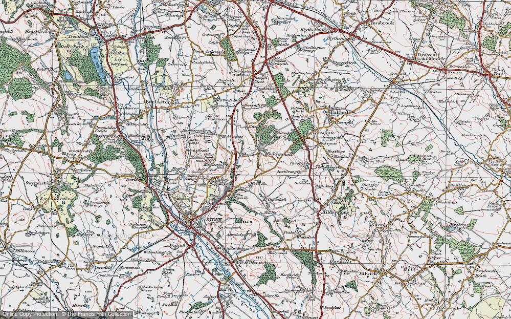 Old Map of Moddershall, 1921 in 1921