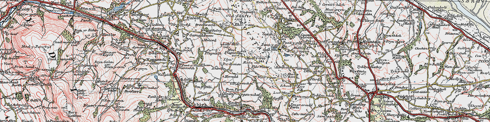 Old map of Moel-y-crio in 1924