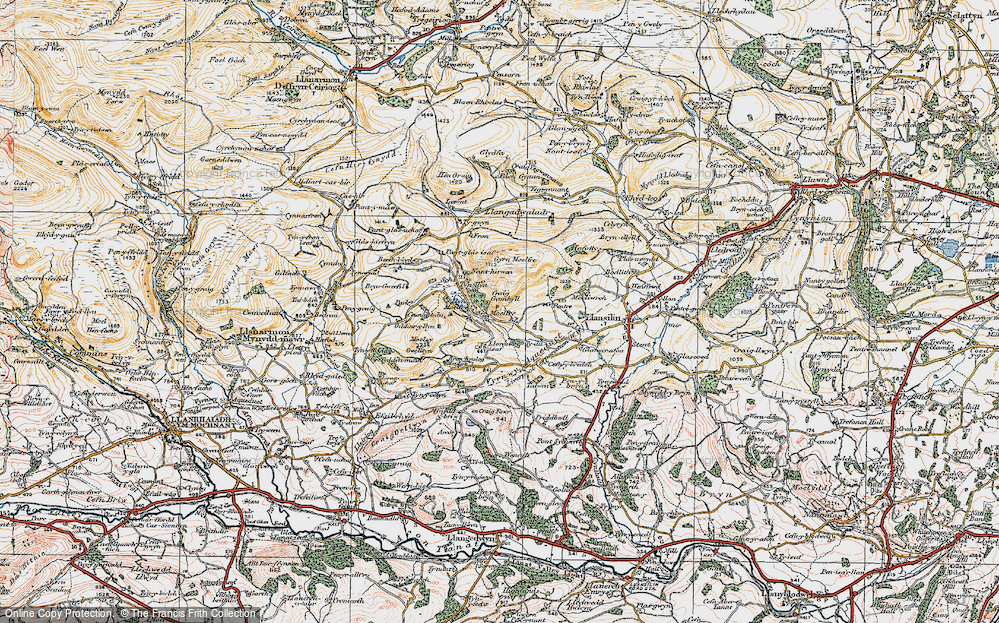 Old Map of Historic Map covering Bryn-Gwerfil in 1921