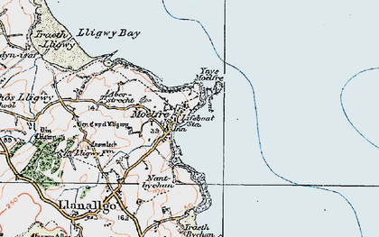 Old map of Ynys Moelfre in 1922