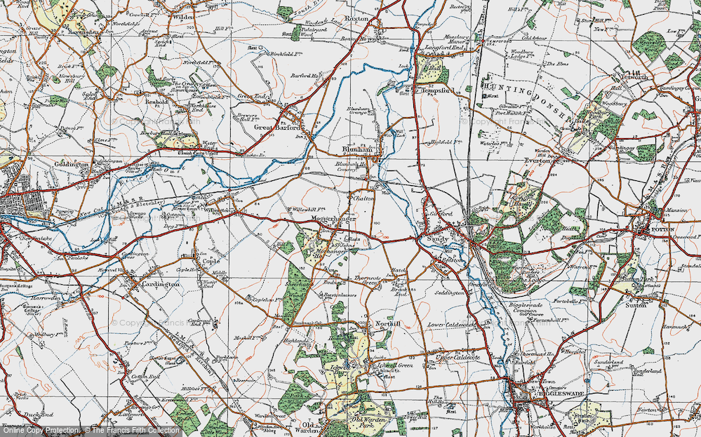Old Map of Moggerhanger, 1919 in 1919