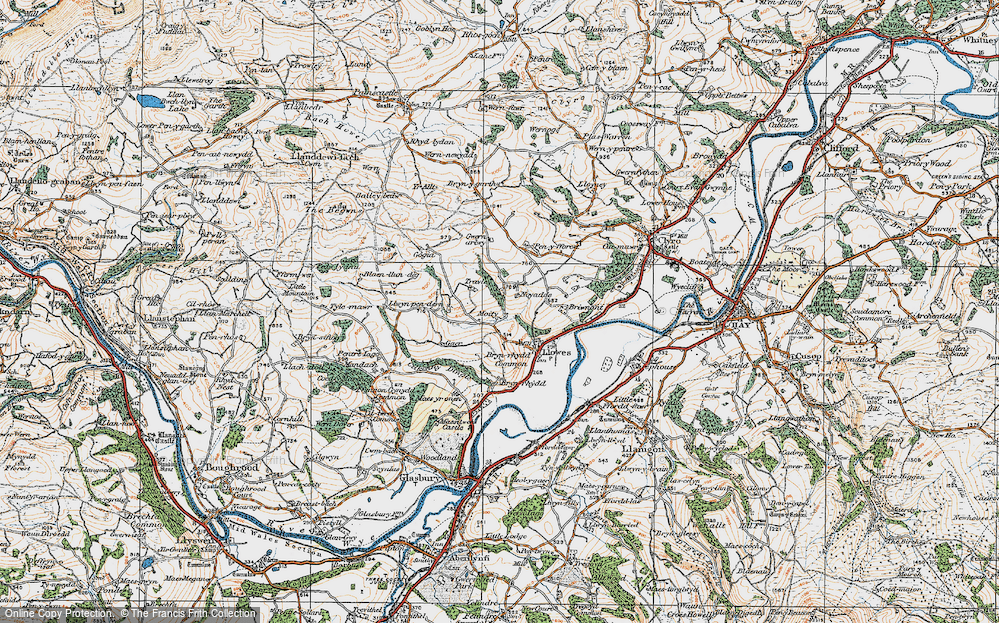 Old Map of Historic Map covering Bryn-y-garth in 1919